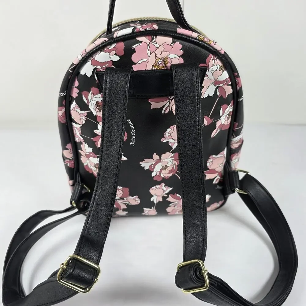 JUICY COUTURE Pretty Rose Rosie Floral Pink MINI Backpack Bag Front pouch